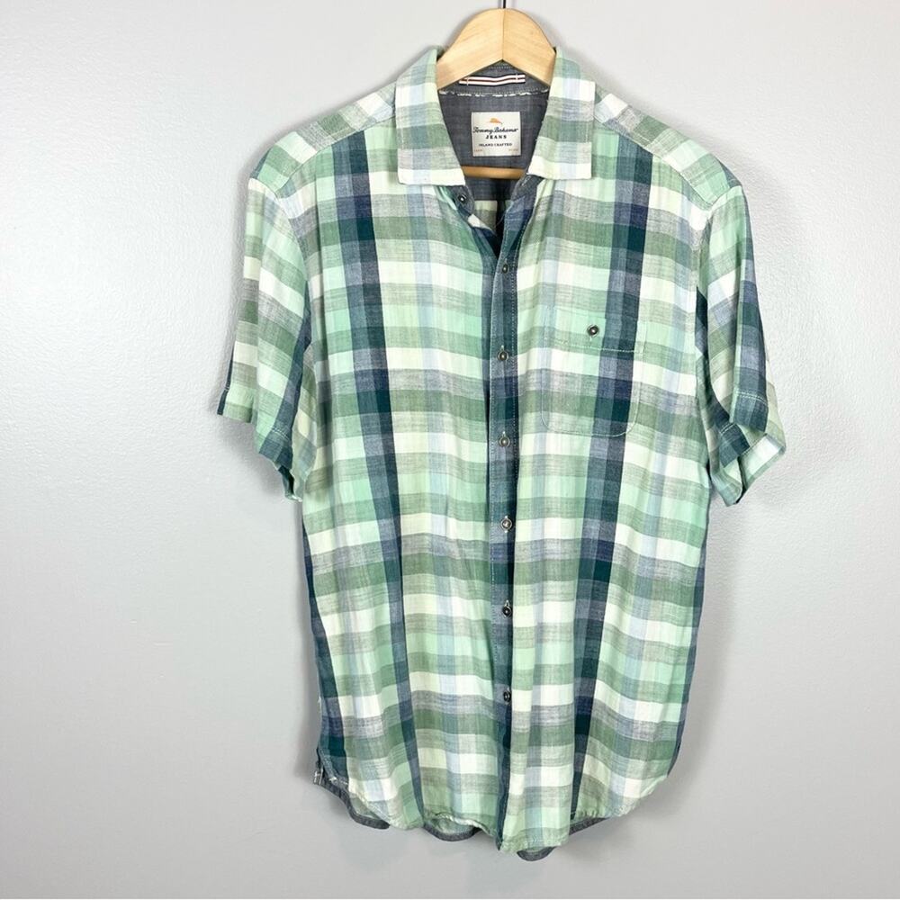 Tommy Bahama Island Crafted Cotton Short Sleeve Plaid Shirt Men’s size L